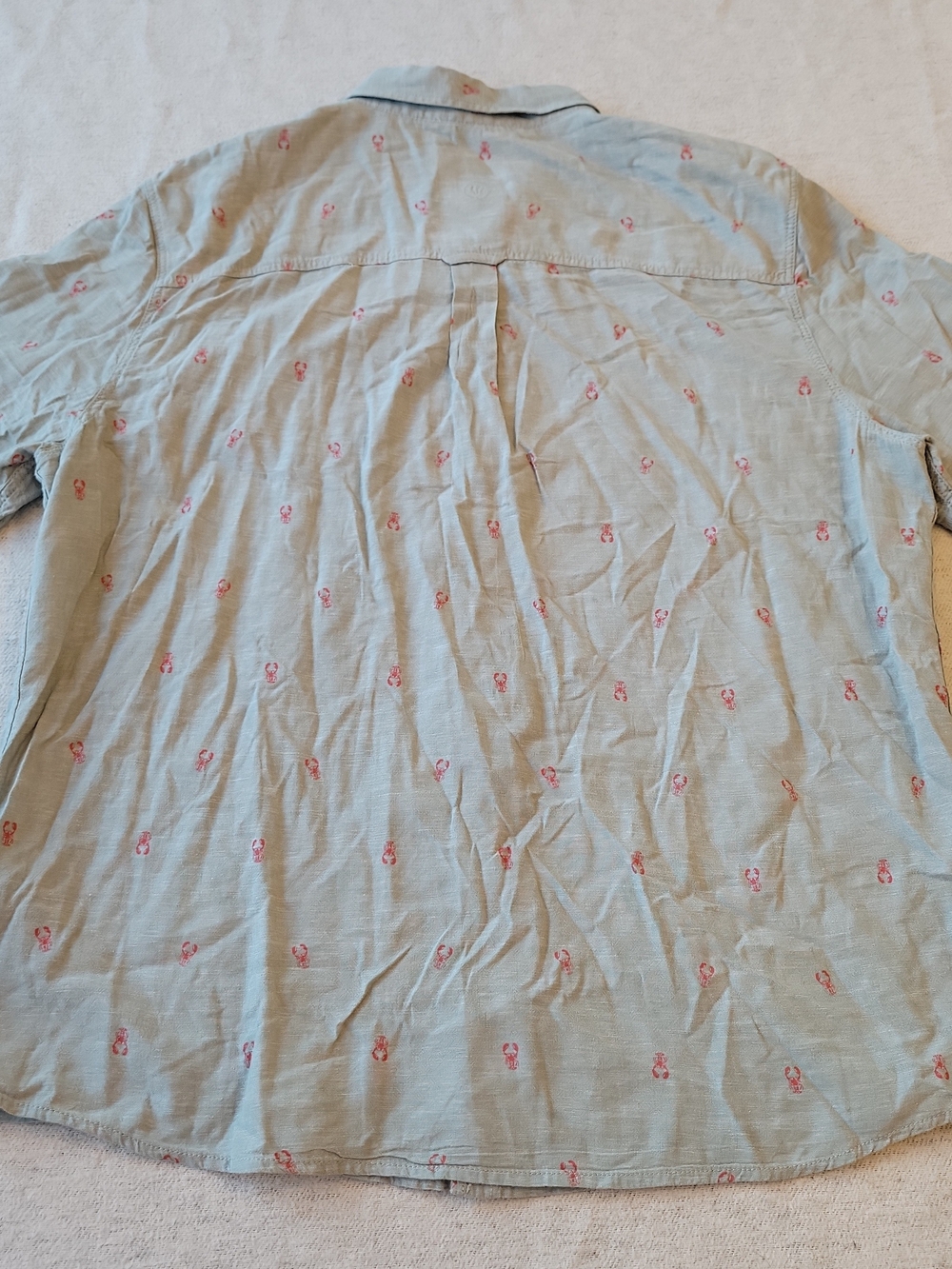 Fat Face Shirt Men's 2XL Gray Linen Blend Pocket Lobster AOP - Ships from USA - Picture 7 of 7